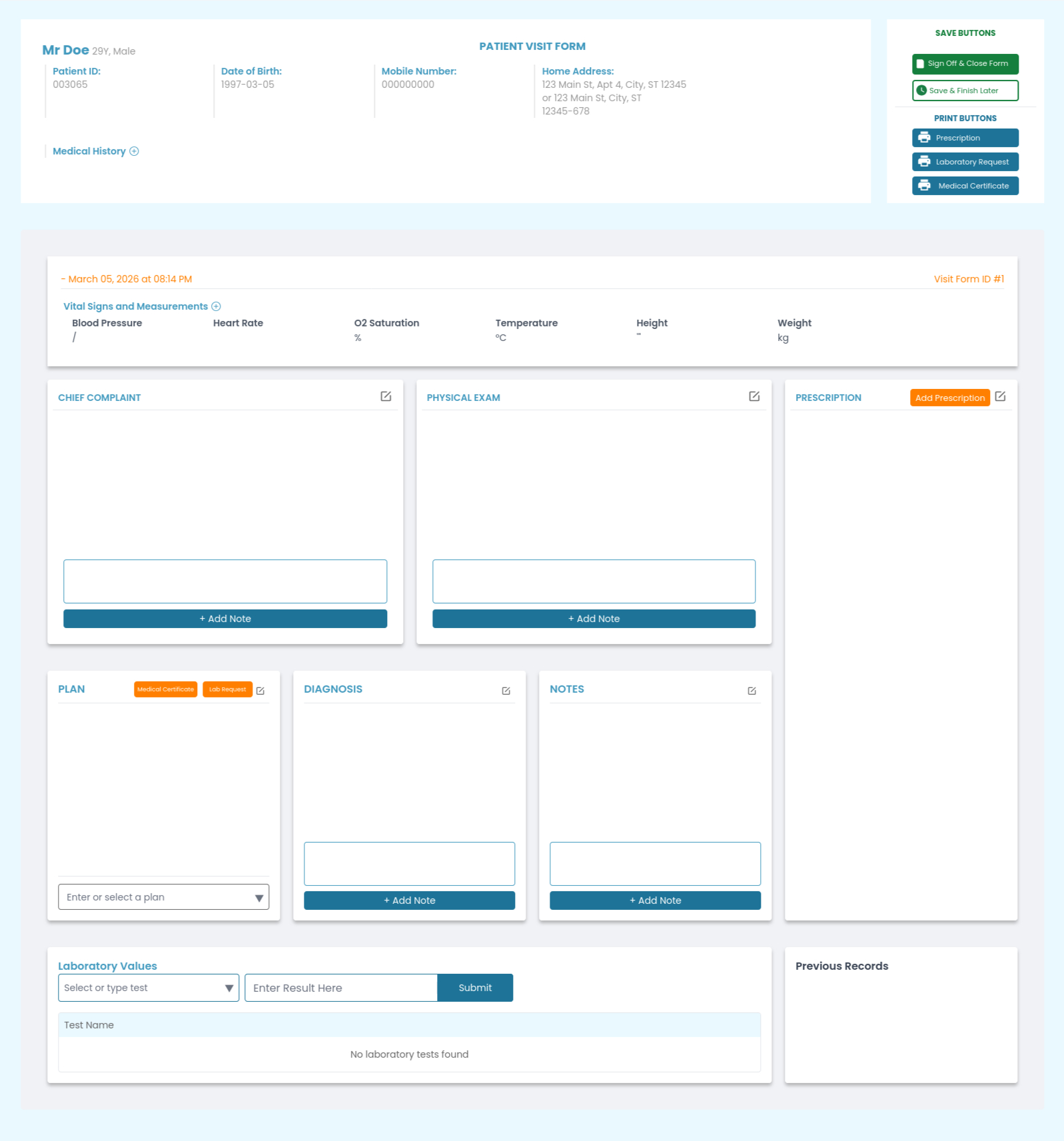 patient visit form 